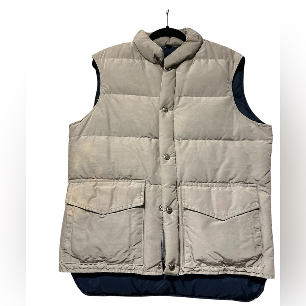 Woolrich Vintage Goose Down Puffer Vest Beige Size M - Picture 3 of 4
